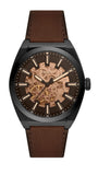 Fossil Everett Automatic Analog Black Dial Brown Leather Strap Watch for Men - ME3207 Authentic Buy Shop Now