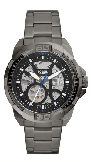 Fossil Bronson Automatic Skeleton Black Dial Grey Steel Strap Watch for Men - ME3218 Authentic Buy Shop Now