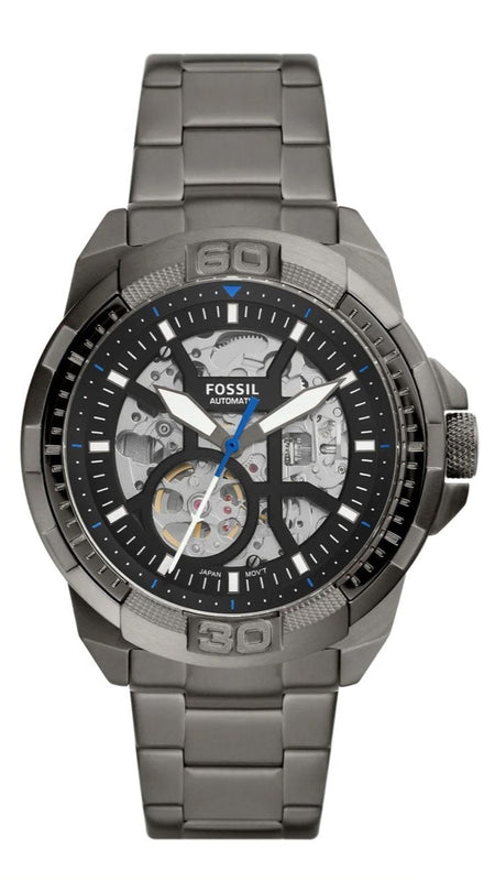 Fossil Bronson Automatic Skeleton Black Dial Grey Steel Strap Watch for Men - ME3218 Authentic Buy Shop Now