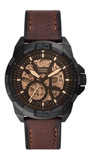 Fossil Bronson Automatic Skeleton Black Dial Brown Leather Strap Watch for Men - ME3219 Authentic Buy Shop Now