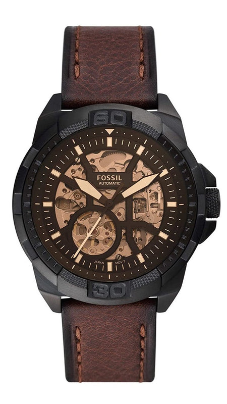Fossil Bronson Automatic Skeleton Black Dial Brown Leather Strap Watch for Men - ME3219 Authentic Buy Shop Now