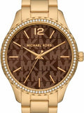 Michael Kors Layton Chronograph Brown Dial Gold Steel Strap Watch For Women - MK7296 Authentic Buy Shop Now