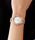 Michael Kors Sage Three-Hand Mother of Pearl White Dial Rose Gold Steel Strap Watch for Women - MK4806 Authentic Buy Shop Now