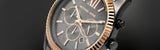 Michael Kors Lexington Chronograph Blue Dial Silver Steel Strap Watch For Men - MK8689 Authentic Buy Shop Now