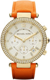 Michael Kors Parker Champagne Dial Orange Leather Strap Watch for Women - MK2279 Authentic Buy Shop Now