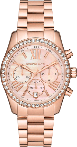 Michael Kors Lexington Chronograph Rose Gold Dial Rose Gold Steel Strap Watch for Women - MK7242 Authentic Buy Shop Now