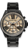 Michael Kors Wren Chronograph Gold Diamonds Dial Black Steel Strap Watch for Women - MK5879 Authentic Buy Shop Now