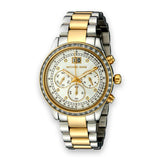 Michael Kors Brinkley Chronograph Silver Dial Two Tone Steel Strap Watch for Women - MK6188 Authentic Buy Shop Now