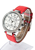 Michael Kors Parker Silver Dial Red Leather Strap Watch for Women - MK2278 Authentic Buy Shop Now