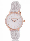 Michael Kors Pyper Quartz Silver Dial White Leather Strap Watch For Women - MK1037 Authentic Buy Shop Now