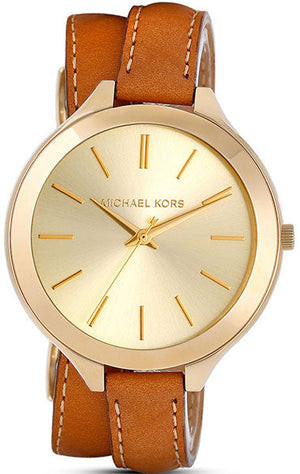 Michael Kors Runway Gold Dial Brown Leather Strap Watch For Women - MK2256 Authentic Buy Shop Now