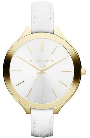 Michael Kors Slim Runway White Dial White Leather Strap Watch For Women - MK2273 Authentic Buy Shop Now