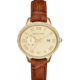 Michael Kors Whitley Quartz Gold Dial Brown Leather Strap Watch For Women - MK2428 Authentic Buy Shop Now