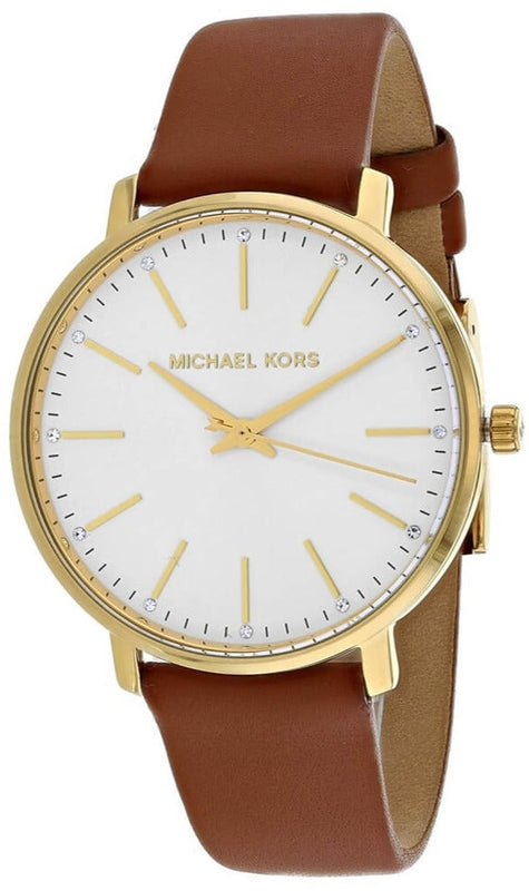 Michael Kors Pyper Quartz Silver Dial Brown Leather Watch For Women - MK2740 Authentic Buy Shop Now