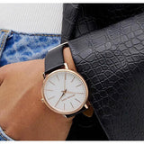 Michael Kors Pyper Quartz White Dial Black Leather Strap Watch For Women - MK2834 Authentic Buy Shop Now