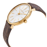 Michael Kors Pyper Quartz Silver Dial Brown Leather Strap Watch For Women - MK2857 Authentic Buy Shop Now