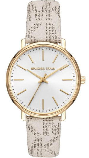 Michael Kors Pyper Quartz Silver Dial White Leather Strap Watch For Women - MK2858 Authentic Buy Shop Now