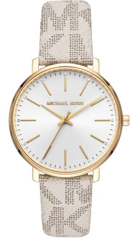 Michael Kors Pyper Quartz Silver Dial White Leather Strap Watch For Women - MK2858 Authentic Buy Shop Now