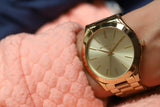 Michael Kors Slim Runway Gold Dial Gold Stainless Steel Strap Watch for Women - MK3179 Authentic Buy Shop Now
