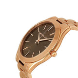 Michael Kors Slim Runway Brown Dial Rose Gold Stainless Steel Strap Watch for Women - MK3181 Authentic Buy Shop Now