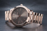 Michael Kors Slim Runway Brown Dial Rose Gold Stainless Steel Strap Watch for Women - MK3181 Authentic Buy Shop Now