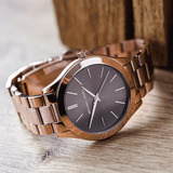 Michael Kors Slim Runway Brown Dial Rose Gold Stainless Steel Strap Watch for Women - MK3181 Authentic Buy Shop Now