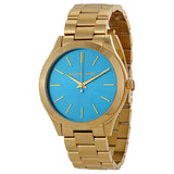 Michael Kors Slim Runway Blue Dial Gold Steel Strap Watch for Women - MK3265 Authentic Buy Shop Now