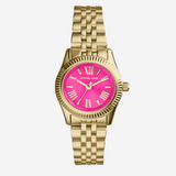 Michael Kors Lexington Quartz Pink Dial Gold Steel Strap Watch For Women - MK3270 Authentic Buy Shop Now