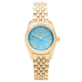 Michael Kors Lexington Quartz Blue Dial Gold Steel Strap Watch For Women - MK3271 Authentic Buy Shop Now