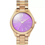 Michael Kors Slim Runway Purple Dial Rose Gold Steel Strap Watch for Women - MK3293 Authentic Buy Shop Now
