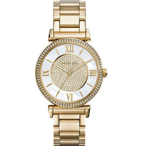 Michael Kors Catlin Mother of Pearl Dial Gold Steel Strap Watch for Women - MK3332 Authentic Buy Shop Now