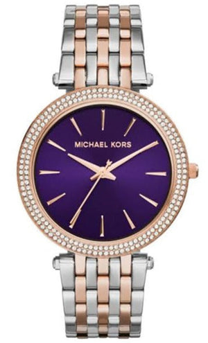 Michael Kors Darci Purple Dial Two Tone Steel Strap Watch for Women - MK3353 Authentic Buy Shop Now