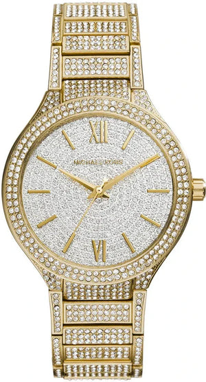 Michael Kors Kerry Crystals Gold Dial Gold Steel Strap Watch For Women - MK3360 Authentic Buy Shop Now