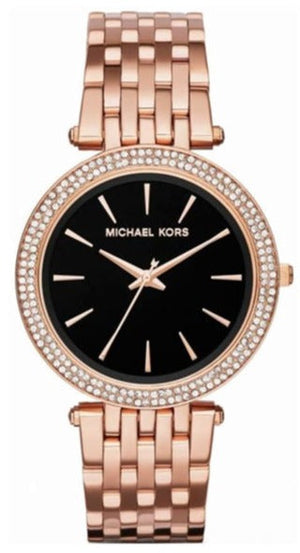 Michael Kors Darci Black Dial Rose Gold Steel Strap Watch for Women - MK3402 Authentic Buy Shop Now