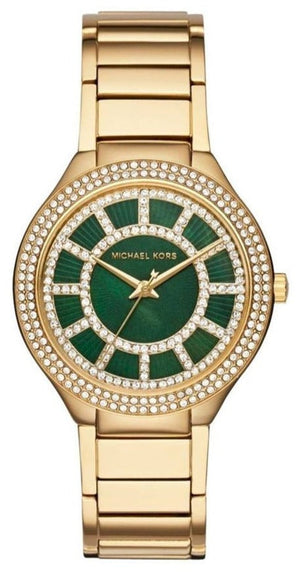 Michael Kors Kerry Green Dial Gold Steel Strap Watch for Women - MK3409 Authentic Buy Shop Now