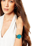 Michael Kors Slim Runway Blue Mother of Pearl Dial Gold Steel Strap Watch for Women - MK3492 Authentic Buy Shop Now