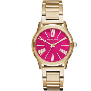 Michael Kors Hartman Quartz Pink Dial Gold Steel Strap Watch For Women - MK3520 Authentic Buy Shop Now
