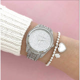 Michael Kors Lauryn Analog Crystals Silver Dial Silver Steel Strap Watch For Women - MK3717 Authentic Buy Shop Now
