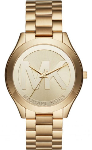 Michael Kors Slim Runway Analog Gold Dial Gold Steel Strap Watch For Women - MK3739 Authentic Buy Shop Now