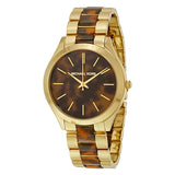 Michael Kors Slim Runway Tortoise Shell Dial Two Tone Steel Strap Watch for Women - MK4284 Authentic Buy Shop Now