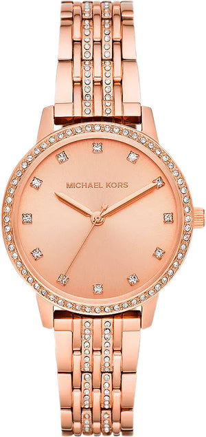 Michael Kors Melissa Three Hand Rose Gold Dial Rose Gold Steel Strap Watch For Women - MK4369 Authentic Buy Shop Now