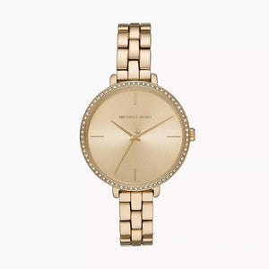 Michael Kors Charley Three-Hand Quartz Gold Dial Gold Steel Strap Watch for Women - MK4399 Authentic Buy Shop Now