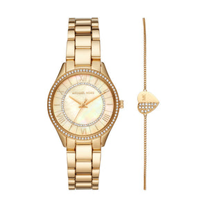 Michael Kors Lauryn Quartz Mother of Pearl Gold Dial Gold Steel Strap Watch For Women - MK4490 Authentic Buy Shop Now
