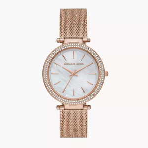 Michael Kors Darci Quartz Mother of Pearl White Dial Rose Gold Mesh Bracelet Watch For Women - MK4519 Authentic Buy Shop Now