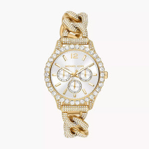 Michael Kors Layton Multifunction Glitz Silver Dial Gold Steel Strap Watch for Women - MK4653 Authentic Buy Shop Now