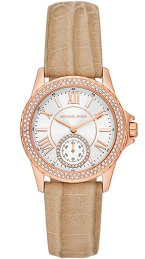 Michael Kors Mini Everest Crystals White Dial Brown Leather Strap Watch for Women - MK4719 Authentic Buy Shop Now