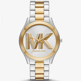 Michael Kors Slim Runway Three Hand Silver Dial Two Tone Steel Strap Watch For Women - MK4735 Authentic Buy Shop Now