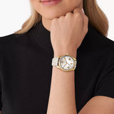 Michael Kors Lexington Analog Silver Dial White Leather Strap Watch For Women - MK4746 Authentic Buy Shop Now
