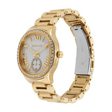 Michael Kors Sage Three-Hand Mother of Pearl White Dial Gold Steel Strap Watch for Women - MK4805 Authentic Buy Shop Now