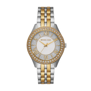 Michael Kors Harlowe Three-Hand Crystals White Dial Two Tone Steel Strap Watch for Women - MK4811 Authentic Buy Shop Now
